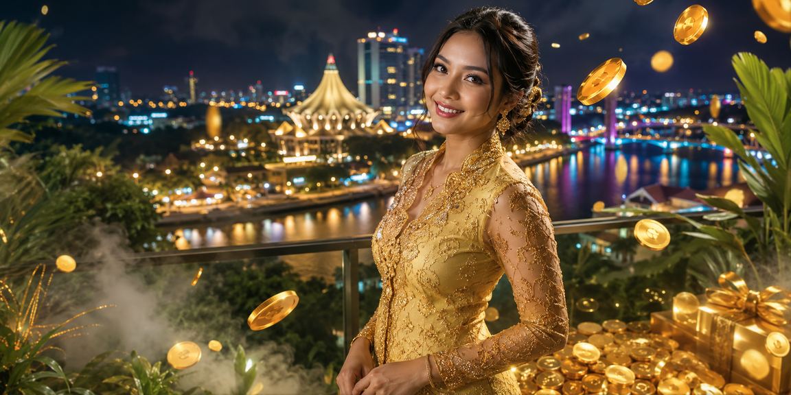 Pemain wanita menyemak bonus dan odds dari telefon di Kuching